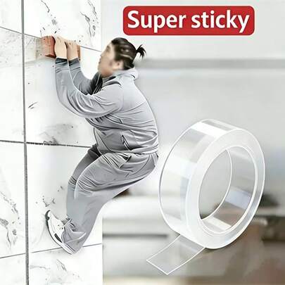 1 Set/2pcs Super Strong Double-Sided Nano Adhesive Tape - Powerful Bonding, Reusable, Suitable For Crafts, Christmas Decorations And More Scenarios - Fits All Surfaces, Versatile Tape Essential