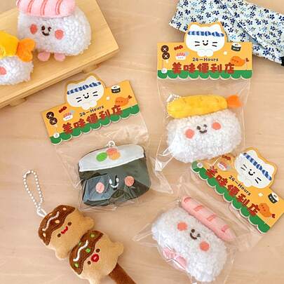 1 móc khóa nhồi bông hình đồ ăn Nhật Bản dễ thương, sushi tôm nigiri takoyaki, đồ chơi nhồi bông mềm mại dùng để trang trí túi xách, balo, ví, quà tặng dễ thương cho các bạn gái tuổi teen yêu thích ẩm thực, đồ chơi nhồi bông mini hình đồ ăn, móc khóa nhồi bông hình sushi kiểu cửa hàng tiện lợi 24 giờ.