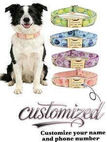 Collare personalizzato per cani, può stampare nome e numero di telefono - Collare per animali domestici con motivo floreale/a frutti carino, collare identificativo personalizzato per animali domestici - Collare per cani personalizzato (nome e numero di telefono personalizzabili) - Collare per animali domestici con motivo carino adatto per cani piccoli/grandi, collare identificativo - Multicolore - Visualizzare 1