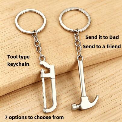 KUYILIAN 畅销锌合金钥匙扣，男士个性化配饰，多功能五金工具钥匙扣吊坠，创意锤子、锯子、螺丝刀、铲子、扳手造型配件，送给爸爸、朋友的实用礼物，外出百搭，经久耐用，防摔防褪色