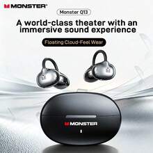 Monster Q13 Bluetooth Earphone Clip-on Bone Conduction Sports Music Game Earpods with Directional Sound Transmission HD Audio Long Standby Touch Control Wireless Headphones Original MonsterQ13 - 查看 1
