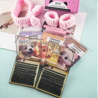 502pcs Individual False Eyelashes, Cat Eye/Thin/Thick Lashes Set, Includes Bond&Seal Lash Remover And Tweezers, Suitable For Beginners And Experienced Users, Easy DIY At Home, Soft & Comfortable, Suitable For Daily Wear