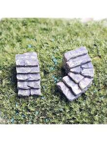 2pcs Mini Resin Decoration, Garden Mini Stone Steps, Walking Stairs Landscape Decoration, Outdoorstatue Set, Home Decoration, Garden Decoration Small Decoration, Doll House Decoration,Microlandscape DIY Decoration - Miniature Landscape Steps - View 12
