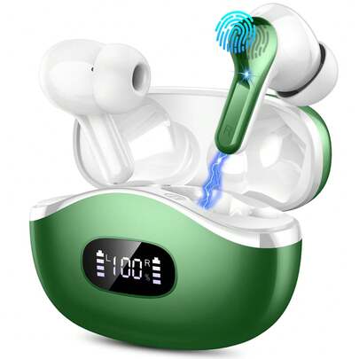 Wireless Earbuds, Bluetooth Headphones 5.4 HiFi Stereo, Ear Buds With 4 ENC Noise Cancelling Mics, 48H Bluetooth Earbuds With Dual LED Display, IP7 Waterproof In Ear Earphones For Android IOS, Black