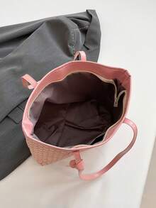 Tas Tote Bermotif Penuh, Tas Tote Motif Huruf Vintage dengan Kapasitas Besar, Tas Selempang Sempurna untuk Bepergian dan Beraktivitas, Hadiah Hari Ibu yang Luar Biasa untuk Ibu - Berwarna merah muda - View 12