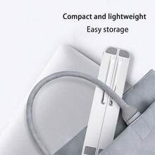 单包装黑色可折叠便携式笔记本电脑平板电脑手机支架，带加长手机支架和可调节散热支架 - 查看 7