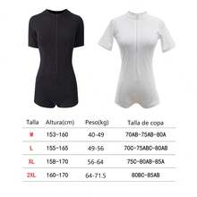 Traje De Baño Natación Mujer Body Con Cierre Delgado Secado Rápido Alta Calidad Duradero - Negro - Ver 6