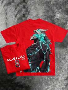 Pure Cotton Men's Anime T-Shirt – Otaku Chic Manga Majesty Realm Fandom Flair Geek Groove Fashion Statement For Anime Lovers, Cool Graphic Tee For Fans, Stylish Casual Wear, Pop Culture Apparel, Must-Have For Anime Enthusiastssummer Outfits For Womengraphic Tees - 紅色 - 查看 12