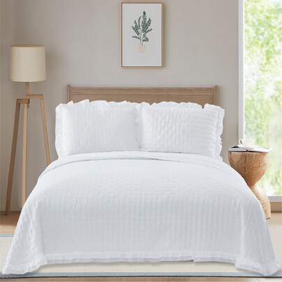Novotextil Colcha Bouti Termosellada de Microfibra Ligera y Transpirable para Cama 90 105 135 150 180 – Cubrecama Verano y Entretiempo con 1 o 2 Fundas de Almohada – Colcha Moderna Decorativa Suave y Resistente (Bari Blanco)