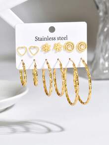 12pcs/Set Elegant Zirconia Small Hoop Earrings, Stainless Steel, Suitable For Daily Wear - Multicolor - View 23