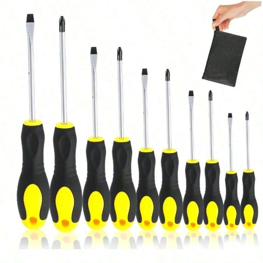 10PCS Juego de Desarmadores-Destornilladores de Precisión Extraíble Profesional Magnética Kit de Herramientas de Reparación para Computadora Móvil Teléfono Inteligente Consola de Juegos - Negro - Ver 1