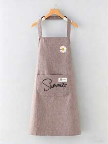 Cute Daisy Pattern Kitchen Apron, Women's Adjustable Waterproof Cooking Apron With Pockets, Summer Floral Apron Suitable For Baking, Grilling And Cleaning - Multicolor - View 8