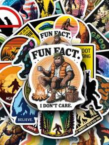 50张趣味大脚怪贴纸，大脚怪主题礼物，大脚怪配件，涂鸦风格贴纸，趣味表情装饰DIY贴纸，涂鸦贴纸，美观贴纸，防水乙烯基贴纸，适用于笔记本、电脑、剪贴簿、行李箱、水瓶、手机等。 - 多色A - 查看 1