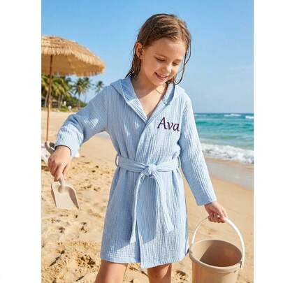 Áo choàng tắm trẻ em cá nhân hóa dành cho bé trai và bé gái - Áo choàng mùa hè nhẹ, mềm mại, thoáng khí, in tên theo yêu cầu, vật dụng cần thiết sau khi bơi, quà tặng cho trẻ nhỏ.