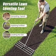 COSTWAY Lawn Leveling Rake, 75 Cm X 25 Cm Heavy Duty Lawn Level Tool For Soil With Adjustable Handle & Ergonomic Grip, Effort-Saving Landscape Rake For Garden, Backyard, Golf Course, Farm, Pasture, Black/Silver - B - View 3