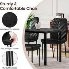 Extendable Dining Table And Chairs Set Of 4, 120cm Wood Grain Rectangular Kitchen With 4 Black High Back PU Dining Chairs, Modern Dining Table Set For Home/Kitchen - Wooden Effect Table+4 Black Chairs - View 7