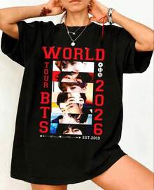 Idol Print Tshirt Casual Street Style Short Sleeve Fashion Tops Graphic T Shirt Unisex - Black - View 1