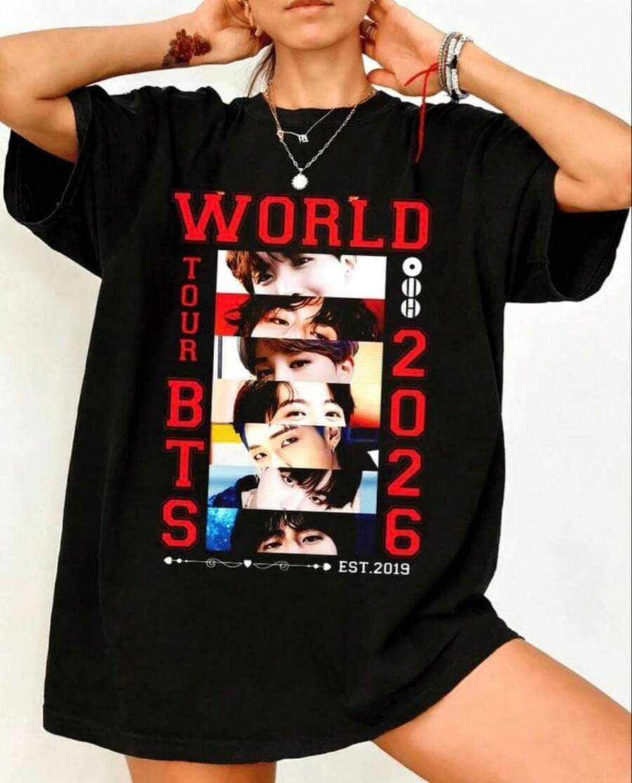 Idol Print Tshirt Casual Street Style Short Sleeve Fashion Tops Graphic T Shirt Unisex - Black - View 1