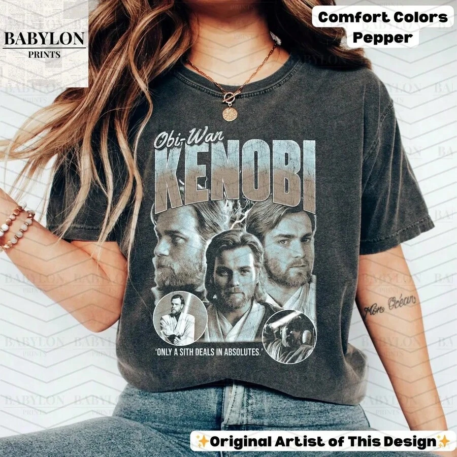 Women's Casual Long Sleeve Sweatshirt Fashion Graphic Print Crew Neck Soft Comfortable Pullover Tops For Daily StreetweaVintage Obi-Wan Kenobi T-Shirt Revenge Of The Sith Shirt Obi Wan Kenobi Disneyworld Shirt Attack Of The Clones Shirt - Xám - Xem 1