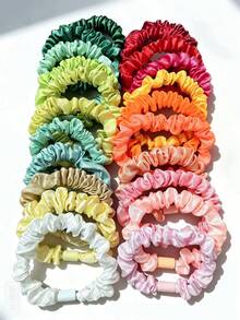 6/12/20/30 piezas Elegantes Scrunchies de satén liso, para mujeres, herramientas para el cabello, accesorios de belleza, rizados, para mujeres, otoño, viaje, herramientas para el cabello, accesorios para mujeres, cosas para el cabello, rizados, regalos, viaje, regalos para mujeres, cosas para el cabello, rellenos de calcetines, rellenos de calcetines para mujeres, sujetadores de cola de caballo, accesorios para el cabello, elásticos para el cabello - Multicolor - Ver 7