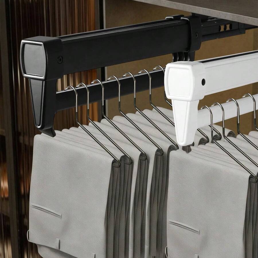 1 pieza Riel deslizante con amortiguación de acero al carbono y aleación de aluminio, adecuado para organizar pantalones, camisetas, vestidos
