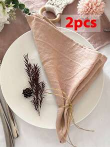 Nordic Modern Lightweight Minimalist Wedding Party Daily Decoration Crinkle Cloth Napkin, Wipe Cloth, Reusable Napkin - Pink - View 12