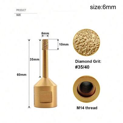 1pc M14 Thread Diamond Vacuum Brazed Drill Bit, Wet & Dry Use Diamond Drill Bit Hole Opener, Core Drill Bit For Marble, Ceramic, Glass, Granite Drilling