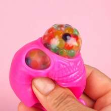 1 pieza Juguete de apretón con forma de calavera, pelota de uva de estrés con diseño alienígena de Halloween, para niños/niñas/alivio del estrés - Multicolor - Ver 2