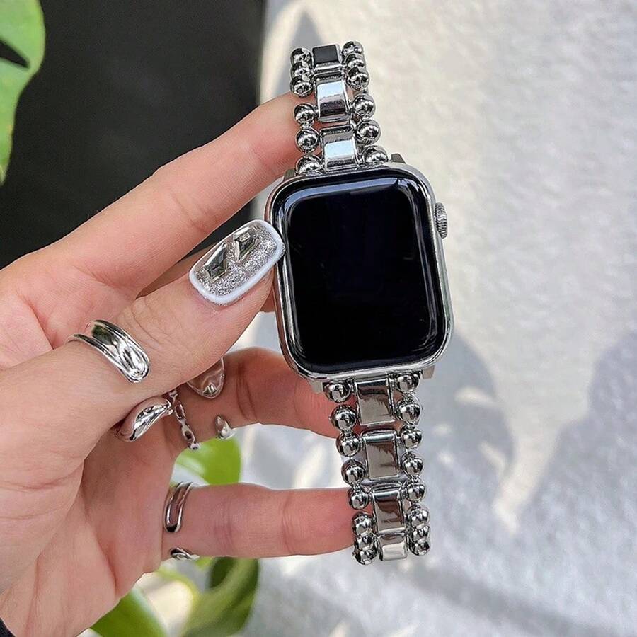 1pc Metal Beaded AppleWatch Band For Apple Watch Ultra2 1 SE Series 10 9 8 7 6 5 4 3 2 1 38 40 41mm 42 44 45 49mm Stylish Elegant Ladies Replacement Band