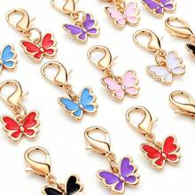 6/12/24个夏季清新珐琅蝴蝶吊坠，带龙虾扣，可爱挂件，可用于鞋子、包包、钥匙链装饰，送给女孩和女士的可爱礼物，DIY配件 - 彩色 - 查看 5
