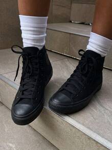 Chuck Taylor All Star 帆布高帮运动鞋轻便耐用帆布透气内侧孔眼经典脚踝贴片 M3310C - 黑色 - 查看 1