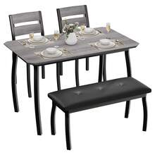 Conjunto de comedor de 5 piezas ahorrador de espacio para 4 personas – Mesa de cocina moderna de madera con banco tapizado y 2 sillas acolchadas – Juego de comedor resistente para comedor pequeño, apartamento o rincón de cocina, color gris - Gris - Ver 1