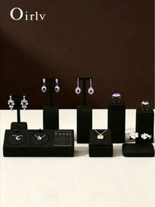 Oirlv Black Jewelry Display Stand, Suitable For Displaying Rings, Earrings, Necklaces, Ideal For Store Window Counter Display, Suitable For Jewelry Store To Display Rings, Earrings, Necklaces - Black - View 2