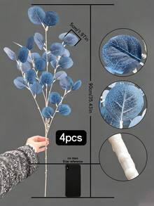 1支 90cm 人造尤加利葉莖枝 | 絲綢塑料綠植，適用於家居/婚禮/派對裝飾，送給女性與媽媽的完美情人節禮物，適合花園、園藝、園藝用品、植物、野餐、仙女花園 - 彩色 - 查看 14
