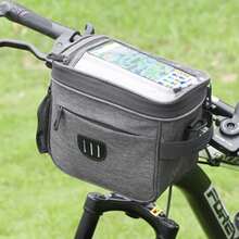 1 pieza Bolsa de almacenamiento de herramientas para bicicleta, Bolsa para manillar de scooter, Bolsa para manillar de bicicleta plegable, Bolsa para manillar de bicicleta de equilibrio, Bolsa de ciclismo, de gran capacidad - Gris - Ver 4