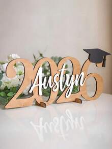 2026 Graduation Wooden Name Plate - Customized High School Graduation Decor With Graduation Cap Design, Rustic Style Home & Party Decoration, 12-14 Inches Tall, Graduation Party Decor - Multicolor - View 9