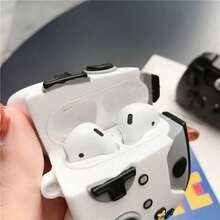 1pc Wireless Game Controller Bluetooth Earphone Protective Case (Random Carabiner Included, Carabiner Not Included), Cute Cartoon TPU Shock-Proof Earphone Case Compatible With Apple 1/2/3/4/Pro/Pro2 - Black and White - View 6