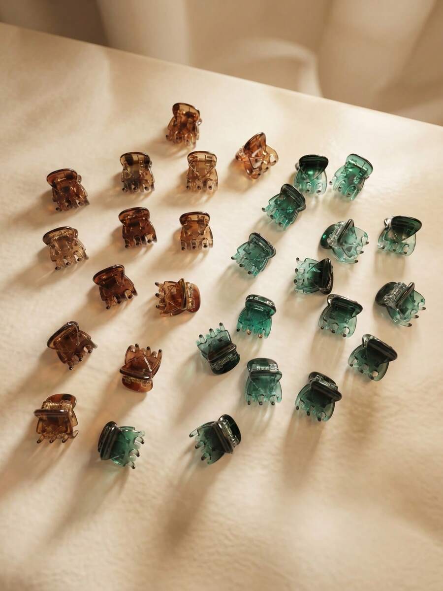 20入棕色迷你髮夾,適合女性髮型設計,可用於裝飾編髮與蓬鬆瀏海 - 彩色 - 查看 1