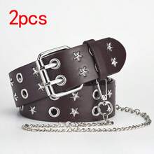 1 pieza Cinturón de estilo punk con hebilla de estrella y remaches, estilo callejero Y2k, unisex, hip hop, rock, ideal para usar con jeans, adecuado para uso diario, ocio, fiesta, citas - Regalo ideal para Halloween y Navidad - P0080B - Ver 7