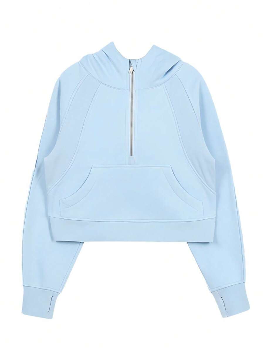 Lululemon Scuba Oversized Half-Zip Hoodie | Cotton-Blend Fleece Pullover, Boxy Short Fit With Kangaroo Pocket - Light Blue - 查看 1