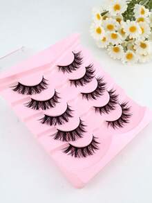 5 cặp mi giả mắt mèo dày, xoăn bồng bềnh, 5D mềm mại, nhiều lớp, làm từ lông chồn giả, kiểu dáng Châu Âu và Mỹ, mềm mại và thoải mái. - Xem 6