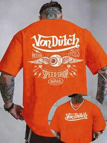 Men's Fashion Printed Loose Fit Short Sleeve T-Shirt | Stylish Design | Essential For Summer | Easy To Match, Showcasing Your Style - Orange - View 1