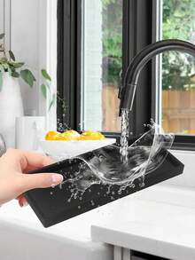 小型硅胶浴室台面托盘、梳妆台托盘、厨房水槽皂碟托盘，适用于碗碟架、皂液器、台面马桶水箱收纳架 - 彩色 - 查看 9