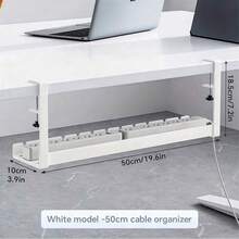 Bandeja de gestión de cables de malla metálica para debajo del escritorio, con clips para la instalación, 3 agujeros, bandeja organizadora de cables con gestión de cables de escritorio y debajo del escritorio, ajustable, adecuada para escritorio de oficina en casa - Blanco - Ver 11