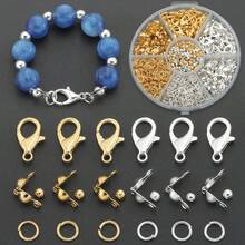 360 piezas/Caja Accesorios para hacer joyas, que incluyen 20 piezas de broches de langosta dorados y 20 piezas plateados, 30 piezas de terminales de cuentas, 30 piezas de cuentas de crimpado, 100 piezas de anillas de salto, adecuado para hacer joyas, cuentas, pulseras, collares, colgantes, suministros de manualidades DIY - Juego de accesorios (360 piezas) - Ver 1