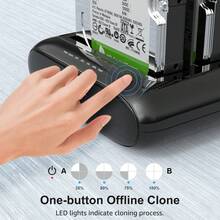 WAVLINK Dual Bay USB 3.0 SATA Hard Drive Docking Station, Offline Clone Dock For 2.5" & 3.5" HDD SSD, SATA I/II/III, UASP 5Gbps, Up To 2*16TB Capacity - View 6