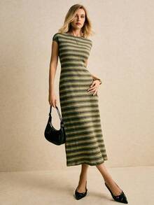 Vestido ajustado de mujer con rayas de moda, de verano - Multicolor - Ver 9
