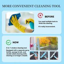 3-In-1 Window Cleaner: Integrates A Scraper, Squeegee, And Scrub Brush (With Spray Function) - A Multifunctional Household Cleaning Tool Suitable For Car Windshields, Mirrors, And Various Windows; Features A Lightweight Design And Includes Silicone And Microfiber Wiping Cloths. - 3-in-1 Window Cleaner - 查看 6