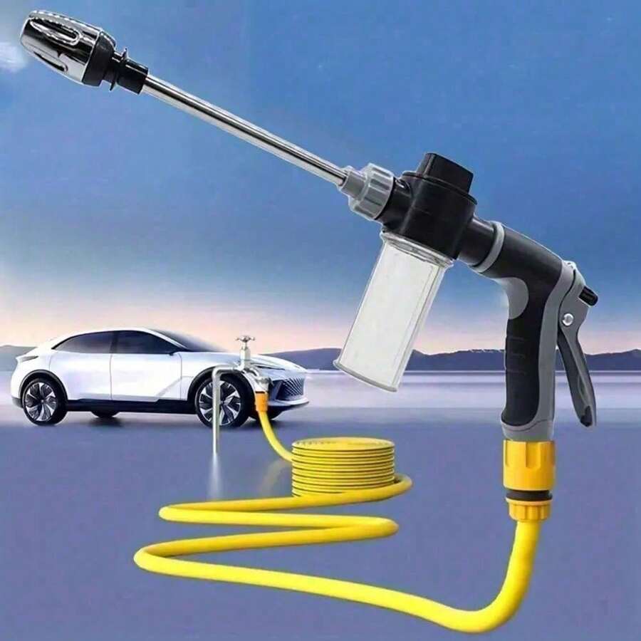 Heavy Duty High Pressure Water Gun With Upgraded Thickened Rod & Copper Nozzle - Durable Hose Sprayer Suitable For Car Wash, RV Cleaning, Garden Hose, Driveway, - Portable Pressure Washer Gun - 長塑膠黑色槍 - 查看 1