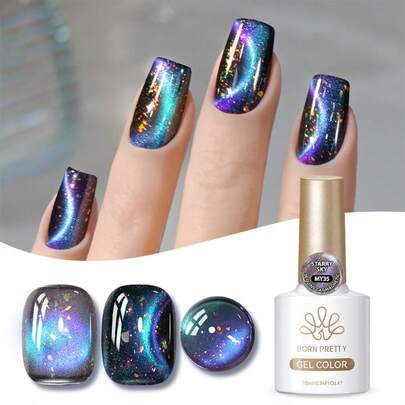  BORN PRETTY 10ml Starry Sky Cat Magnetic Gel Nail Polish Glitter Shining Reflective Long Lasting Soak Off UV Nail Art Varnish